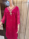 Leheriya Printed & Embroidered Straight Kurta