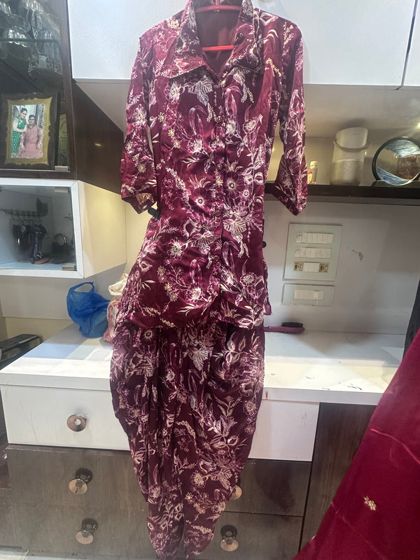 PURE CHINON CO-ORD SET WITH BEAUTIFUL HANDWORK