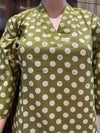 PURE COTTON POLKA DOT TWO PIECE SET(OLIVE GREEN COLOUR)