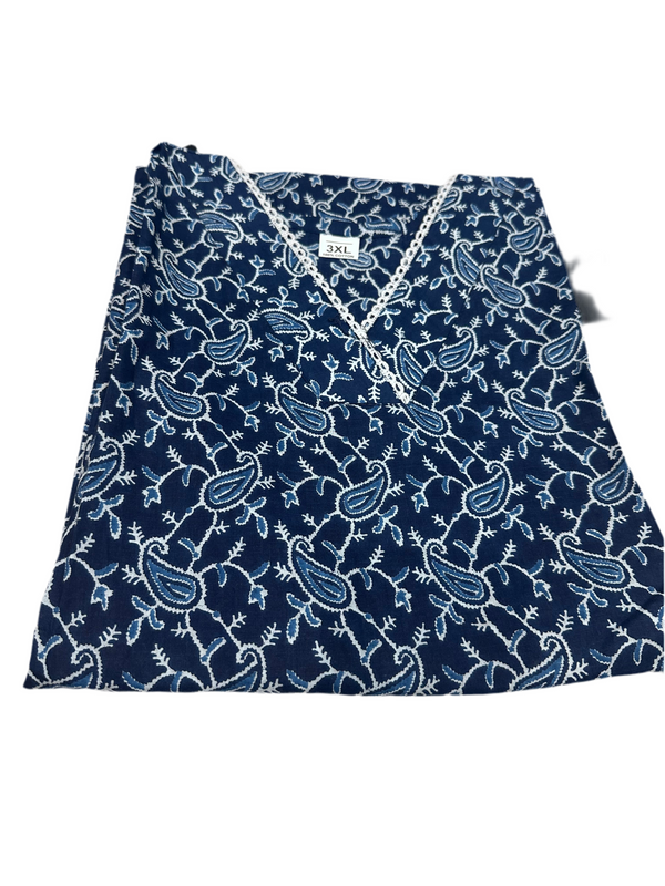 Pure Cotton Kurta with Beautiful V-Shape Neckline with Crochet Lace