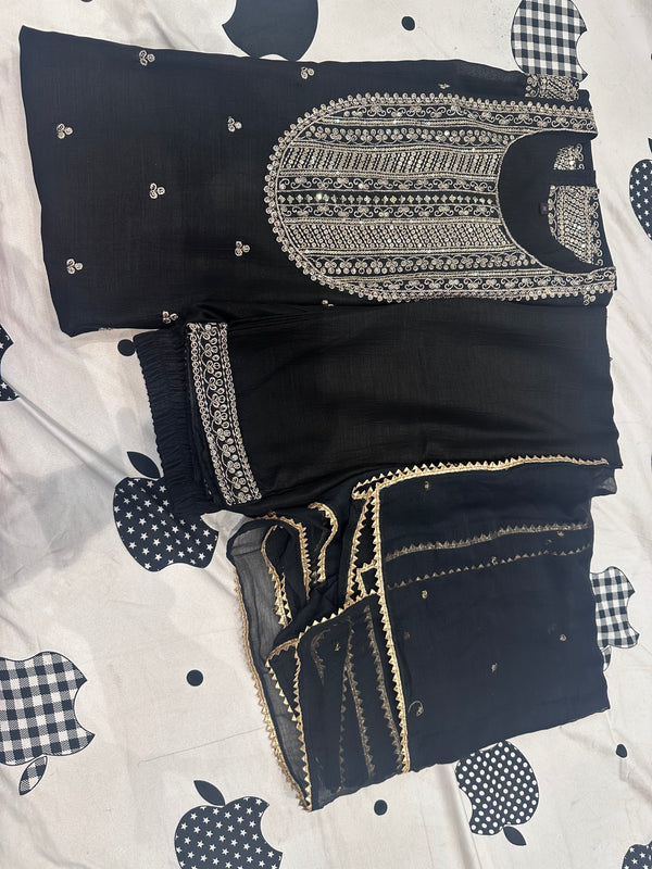 Pure Georgette Stunning Black Suit