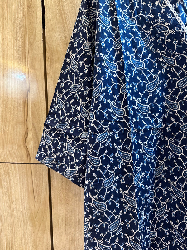 Pure Cotton Kurta with Beautiful V-Shape Neckline with Crochet Lace