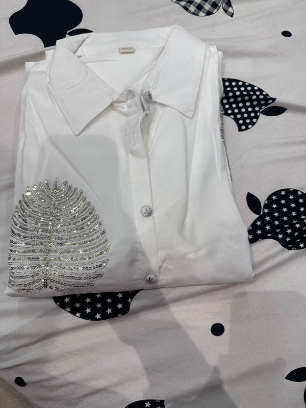 Stunning White Sequin Embroidered Co-Ord Set π