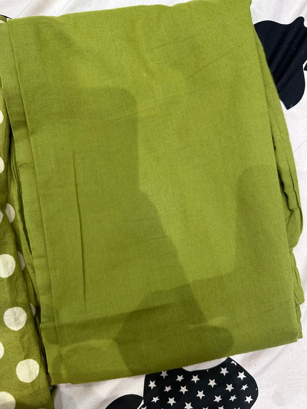 PURE COTTON POLKA DOT TWO PIECE SET(OLIVE GREEN COLOUR)