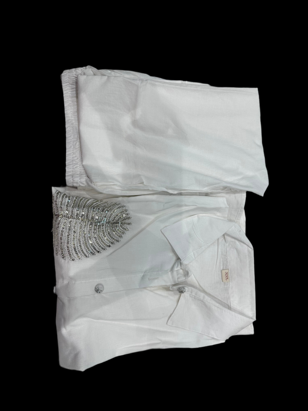 Stunning White Sequin Embroidered Co-Ord Set π