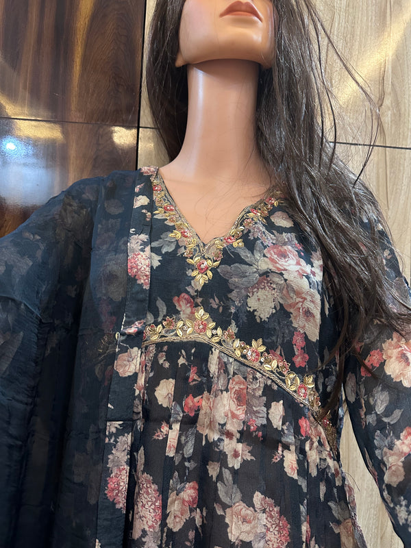Pure Viscose Chinon Alia Cut Dress