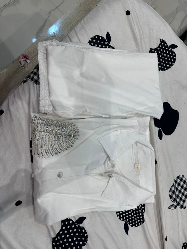 Stunning White Sequin Embroidered Co-Ord Set π
