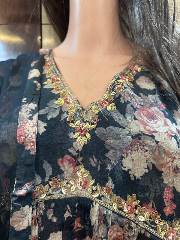 Pure Viscose Chinon Alia Cut Dress