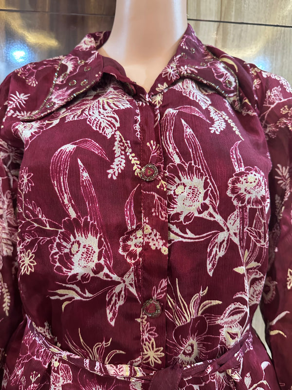 PURE CHINON CO-ORD SET WITH BEAUTIFUL HANDWORK