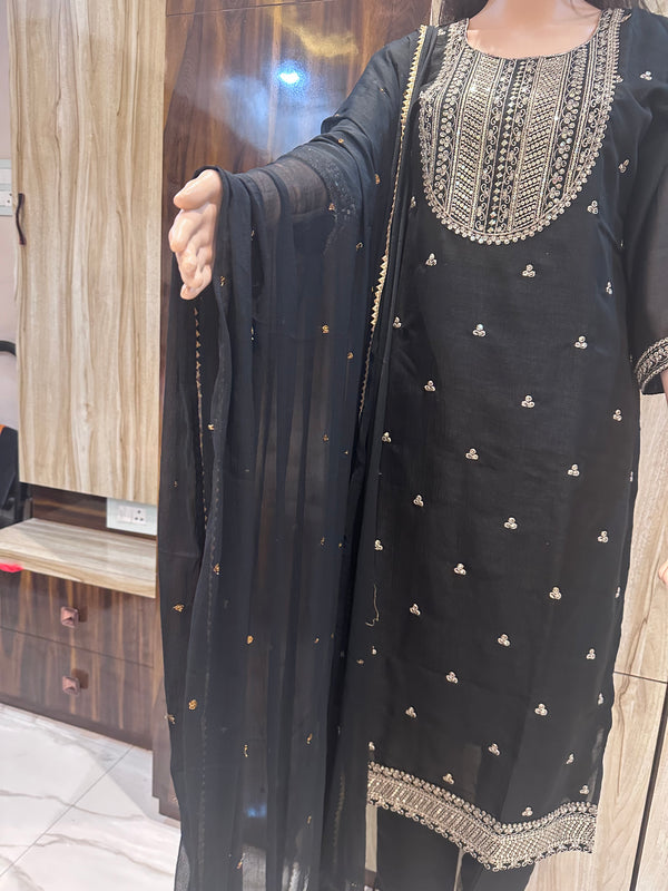 Pure Georgette Stunning Black Suit