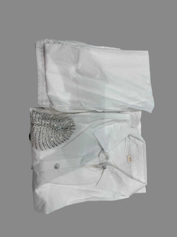 Stunning White Sequin Embroidered Co-Ord Set π