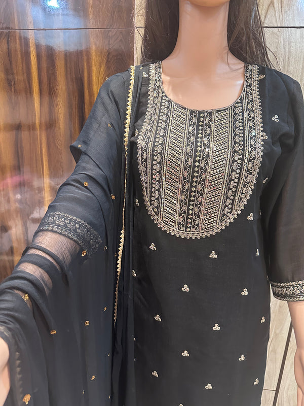 Pure Georgette Stunning Black Suit