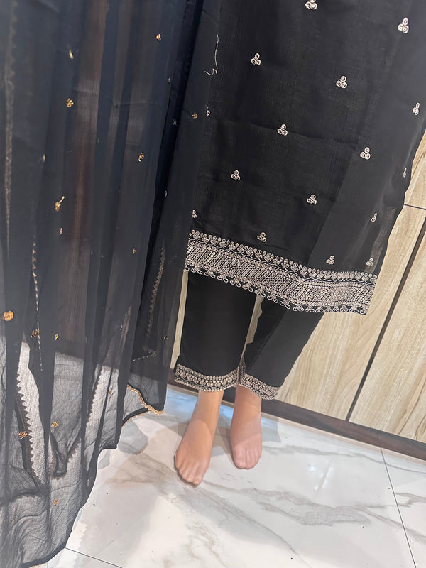 Pure Georgette Stunning Black Suit