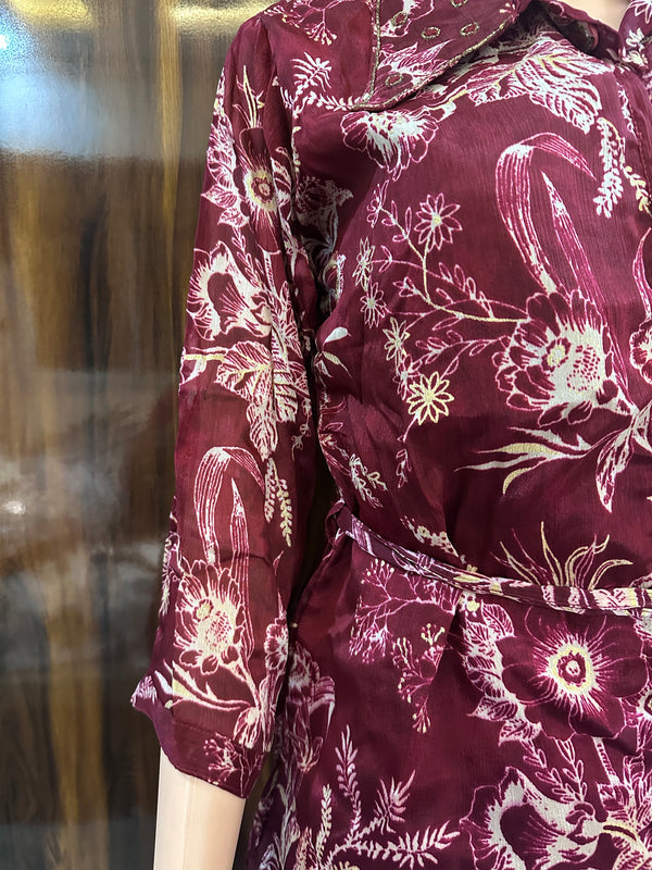 PURE CHINON CO-ORD SET WITH BEAUTIFUL HANDWORK