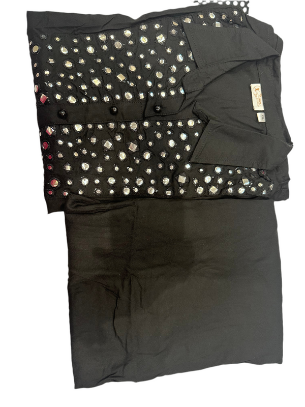 Solid Foil Mirror Embroidered Straight Fit CO-ORD Set