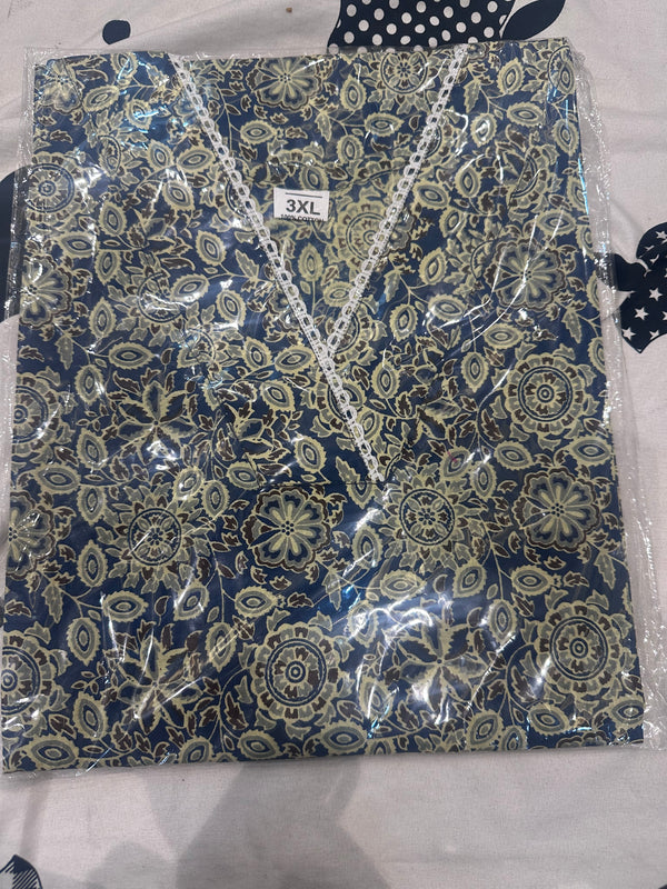 Pure Cotton Kurta with Beautiful V-Shape Neckline with Crochet Lace