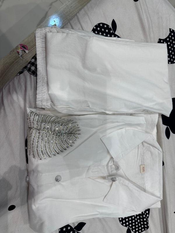 Stunning White Sequin Embroidered Co-Ord Set π