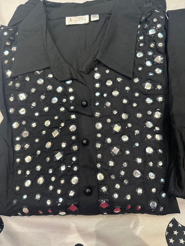 Solid Foil Mirror Embroidered Straight Fit CO-ORD Set