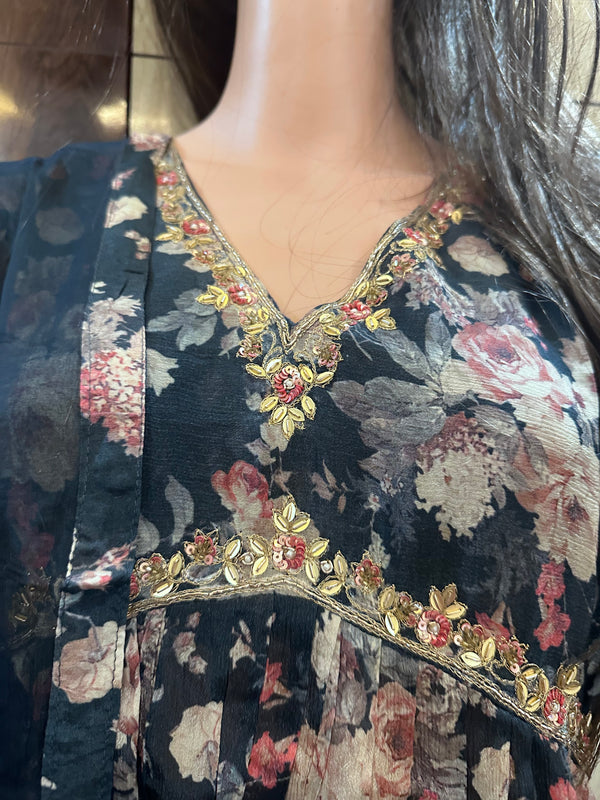 Pure Viscose Chinon Alia Cut Dress