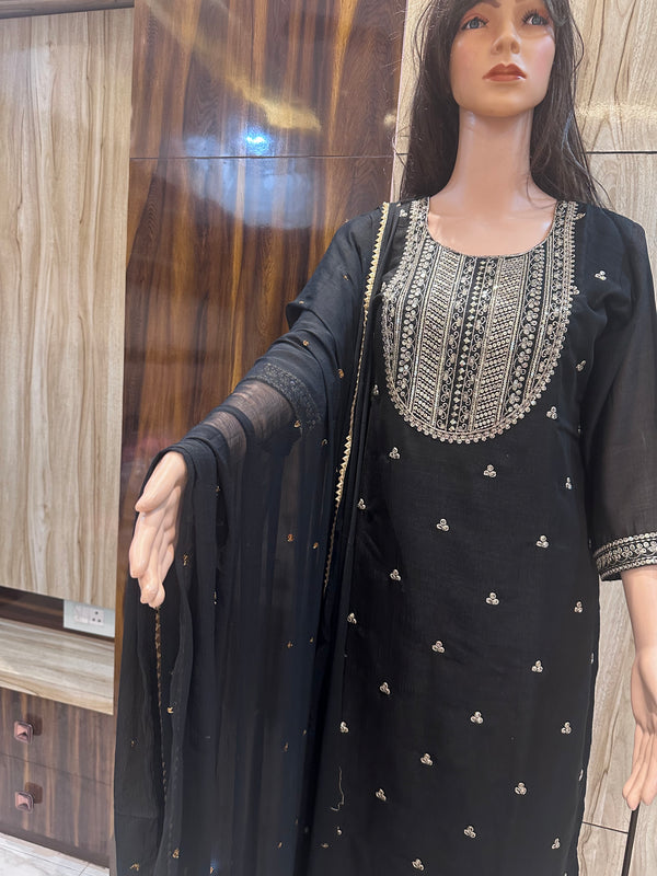 Pure Georgette Stunning Black Suit