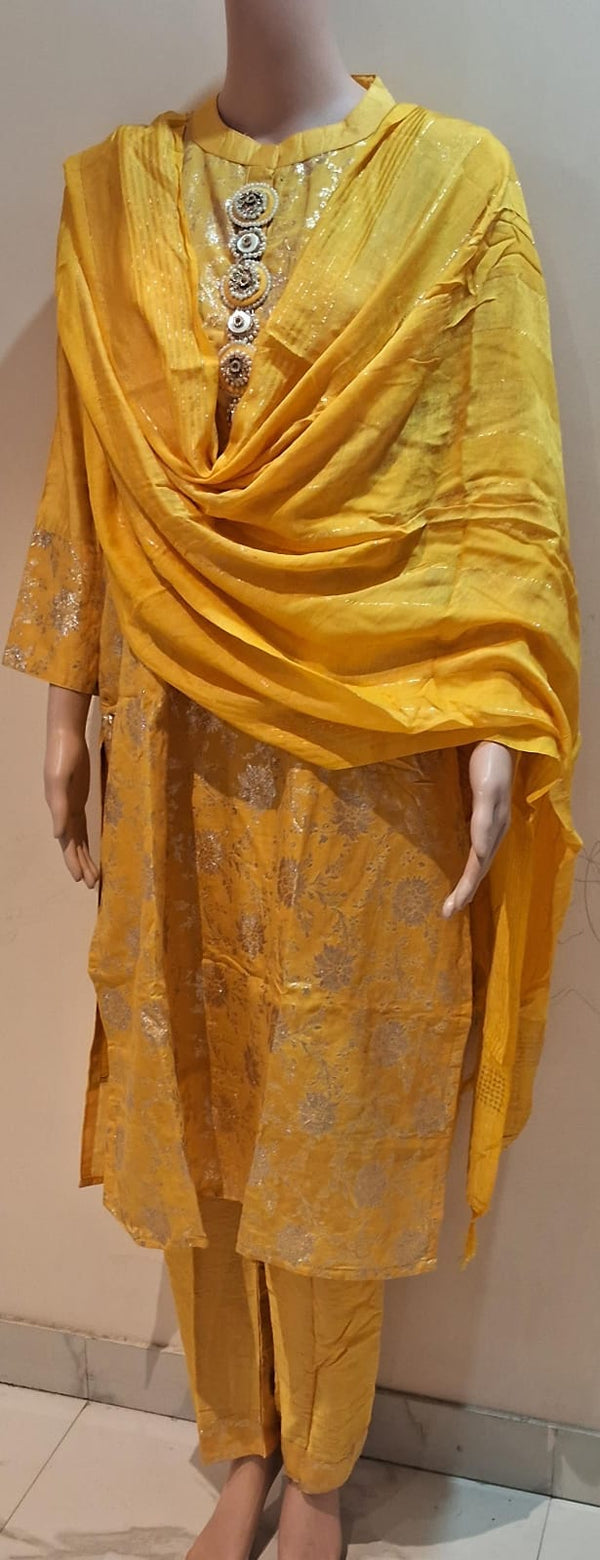 YELLOW COLOUR THREE PIECE SUIT