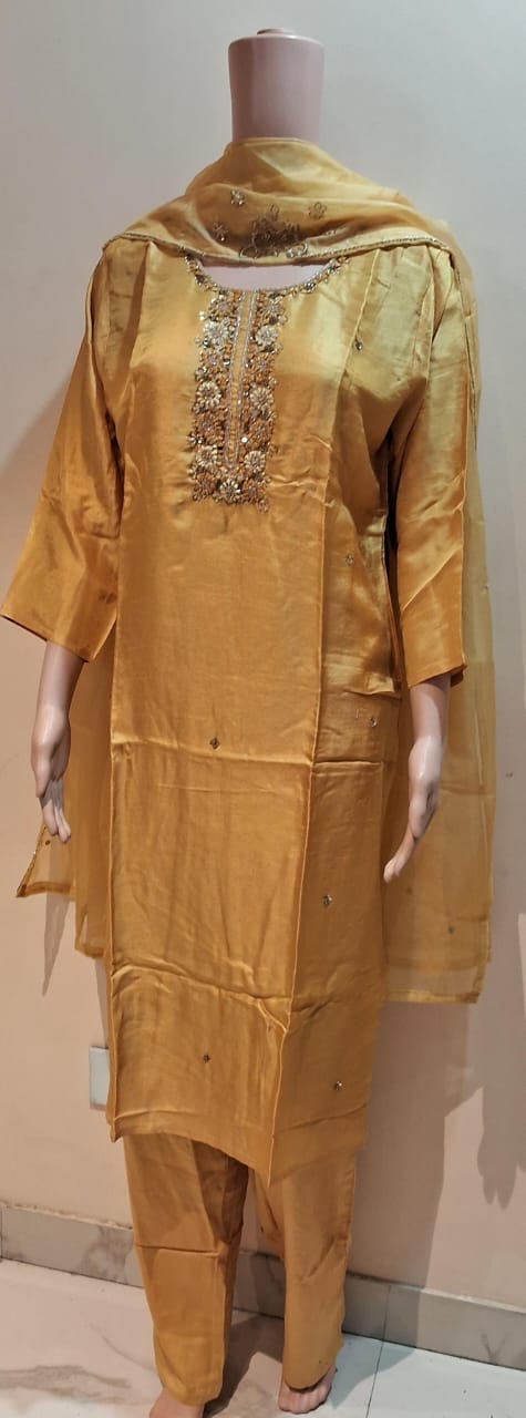 YELLOW COLOUR THREE PIECE SUIT