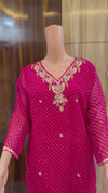 Leheriya Printed & Embroidered Straight Kurta