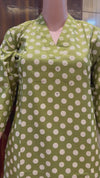 PURE COTTON POLKA DOT TWO PIECE SET(OLIVE GREEN COLOUR)